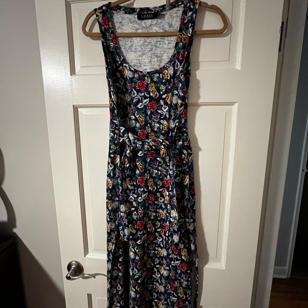 Lauren Ralph Lauren Navy Floral Scoop-Neck Maxi Dress
